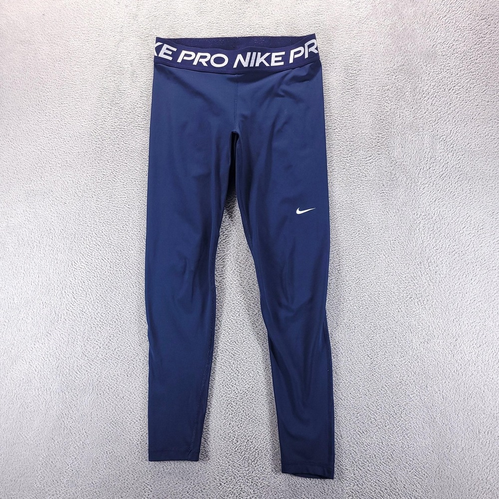 Nike Leggings Womens M Blue Pro Dri Fit Compression Running Gym Training